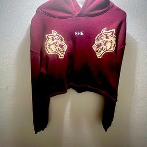 Darc Sport She Maroon cut off hoodie